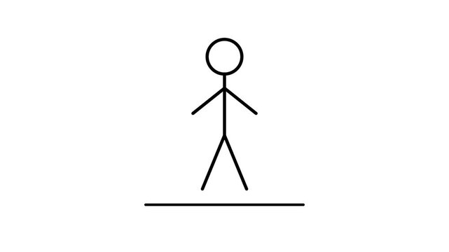 Minimalist Stick Figure Standing Firmly on a Horizontal Ground Line Illustration for Simple Concept Design
