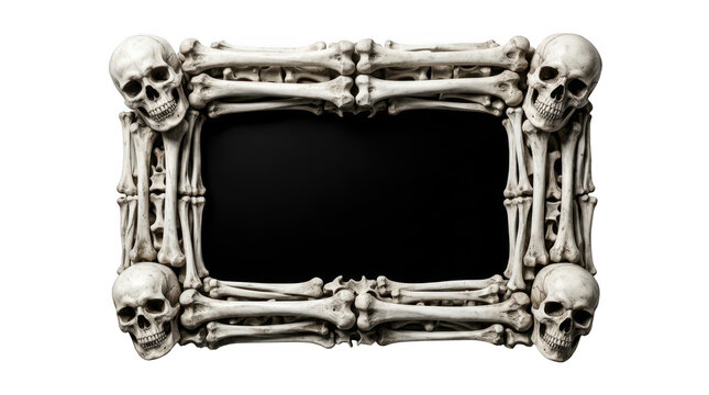 Skull and bone frame isolated on transparent background