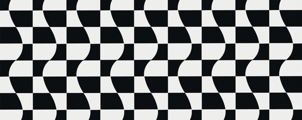 Obraz premium Checkered wavy seamless pattern. Vector print for surface application.