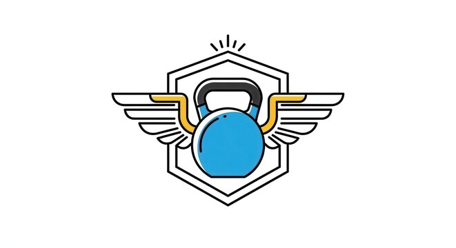 fitness kettlebell with wings logo