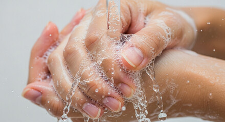 Fototapeta premium Washing Hands With Soap And Water, Hygiene Concept