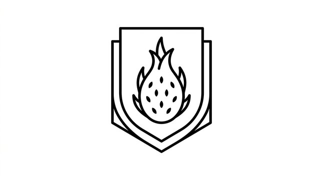 flame shield icon, shield with flame, strawberry burning
