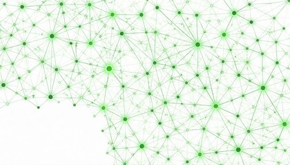 Obraz premium Abstract green network connection background with glowing nodes and lines connection abstract communication technology structure geometric molecular background internet particle