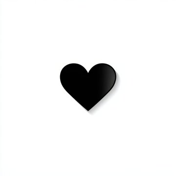 Minimal black heart icon isolated on white background for cards and branding