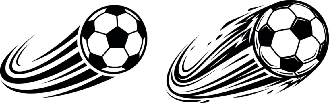 Black and white sketch illustration of moving soccer balls perfect for sports design during diwali day celebration
