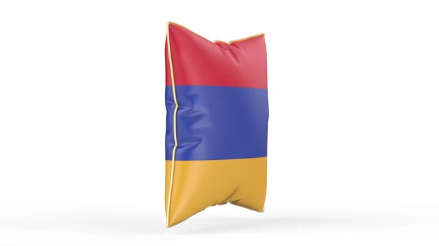 Pillow with the flag of Armenia on white background