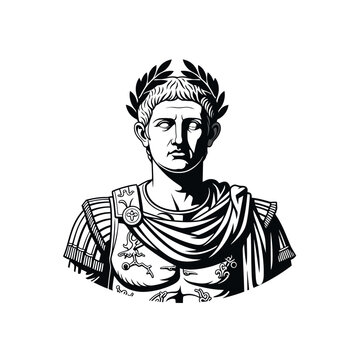 Bust of a Roman Emperor Wearing a Laurel Wreath and Armor.