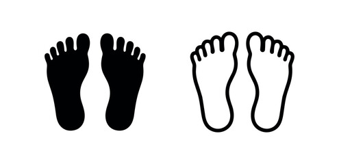 Obraz premium Footprints icon set. Human bare feet steps and travel symbol.