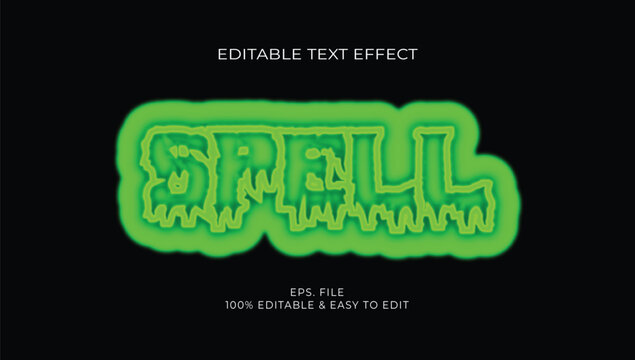 Glowing green neon Spell dripping magic editable text effect vector illustration