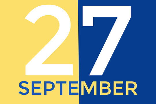 September 27 calendar with yellow and blue background
