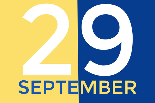 September 29 calendar with yellow and blue background