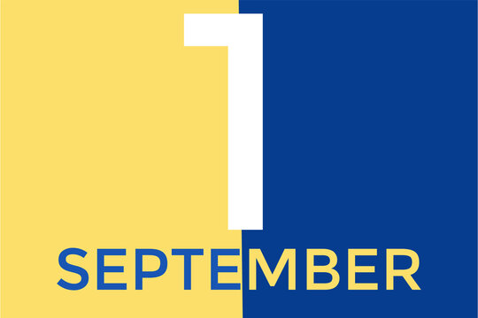 September 1 calendar with yellow and blue background
