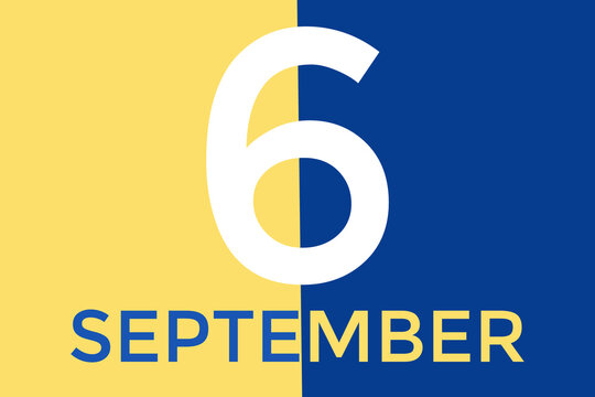 September 6 calendar with yellow and blue background