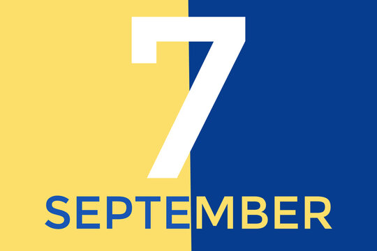 September 7 calendar with yellow and blue background