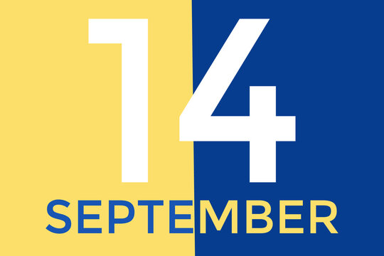 September 14 calendar with yellow and blue background
