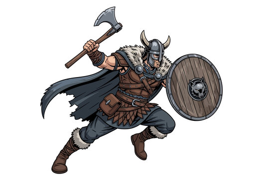 Viking Warrior with Axe and Shield.