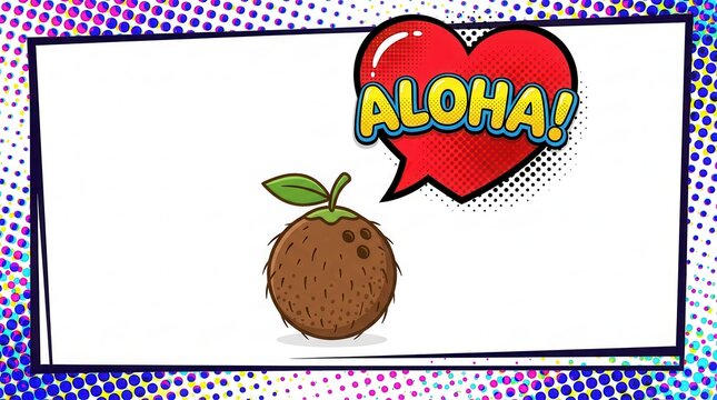 coconut with aloha heart