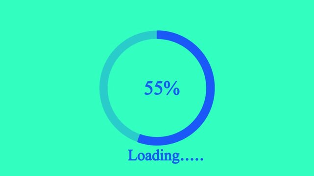 Science Loading  Circle Ring blu on saine background. 100 in the loading ring. Loading Transfer Download Animation