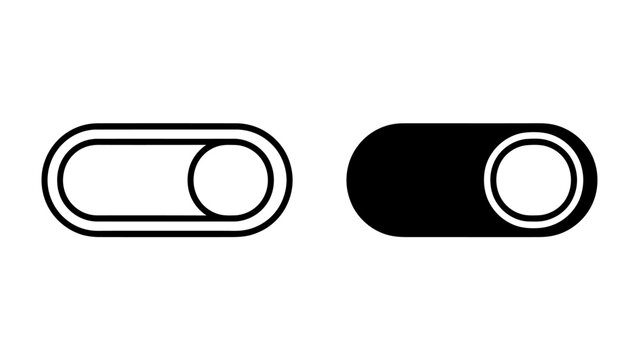 Toggle Switch Icon: Two toggle switch icons, one outlined in white and the other solid black, represent the on and off states of a digital interface, signifying control and choice.