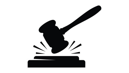 Gavel striking block with impact explosion graphic illustration © SHOFIQUL