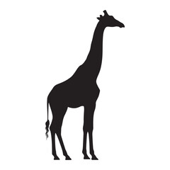 Fototapeta premium Giraffe Silhouette Against White Background Minimalist Animal Shape