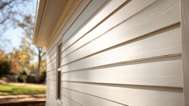 Outdoor building siding texture featuring parallel planks and light reflections