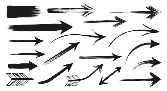 Collection of hand-drawn directional arrows on white background
