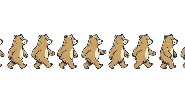 cartoon bear walking animation sequence