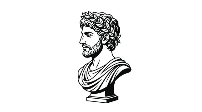 Classical marble bust of Apollo wearing a laurel wreath, a symbol of victory and honor in ancient Greece