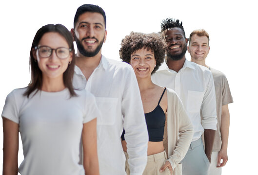 Smiling professional business leaders and employees group team portrait