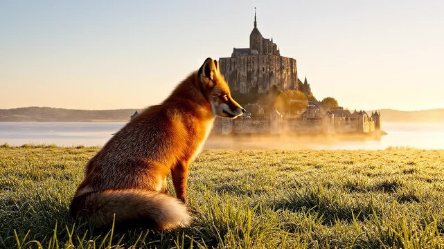 Golden Fox at Mont Saint-Michel