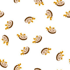 Fototapeta premium roulade meat character isometric seamless pattern. roulade meat character sign illustration