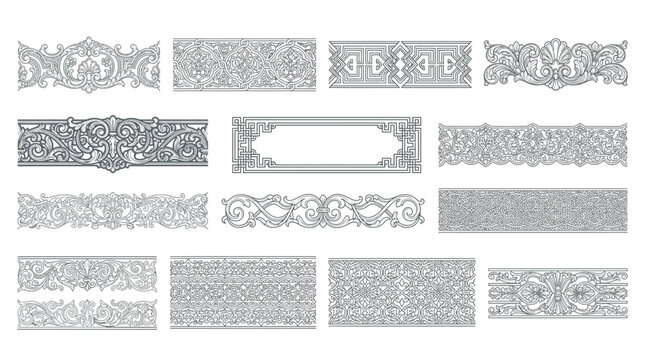 Ornate Vintage Decorative Borders and Frames - Line Art Elements
