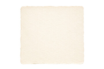 Square handmade paper card isolated PNG, blank square deckle edge paper sheet on transparent background, vintage textured stationery mockup © Bright Stock