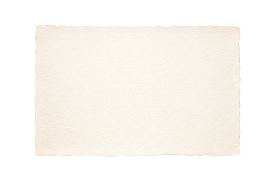 Rectangular handmade paper card isolated PNG, blank horizontal deckle edge paper note on transparent background, craft stationery mockup