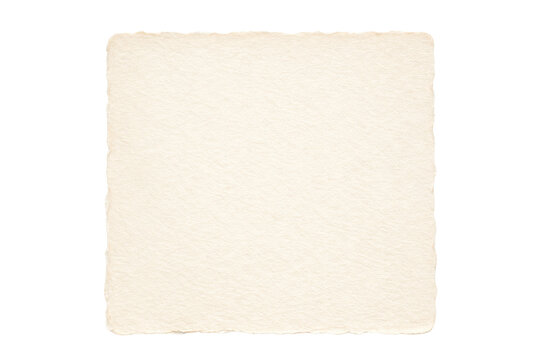 Square handmade paper card isolated PNG, blank square deckle edge paper sheet on transparent background, vintage textured stationery mockup