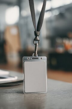Plain identification badge with cord and empty card, representing access control and authorization
