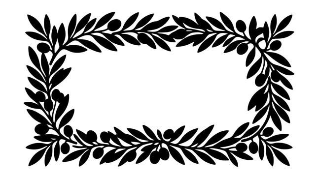 Black Olive Branch Rectangular Frame Silhouette Illustration