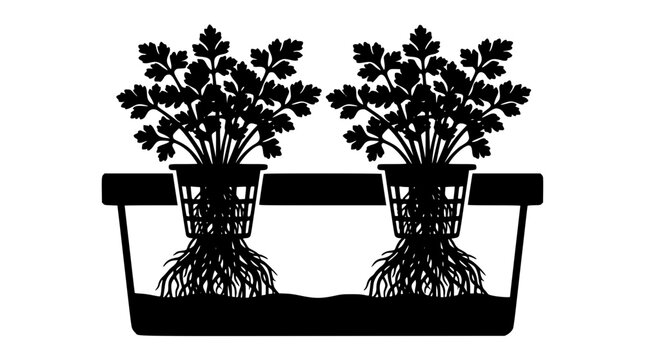 Hydroponic Indoor Gardening System Silhouette Illustration