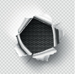 ragged Hole torn in ripped metal on transparent background © Andrei Kukla