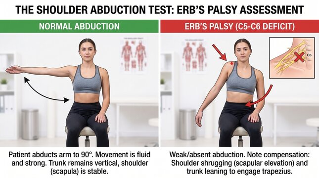 Shoulder abduction test for Erb's palsy. Medical assessment of brachial plexus injury.