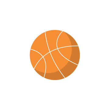 Flat vector illustration of a basketball ball isolated on light background. Sports equipment icon for basketball, school and recreation concepts.