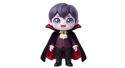 Cute chibi vampire character wearing a black and red cape