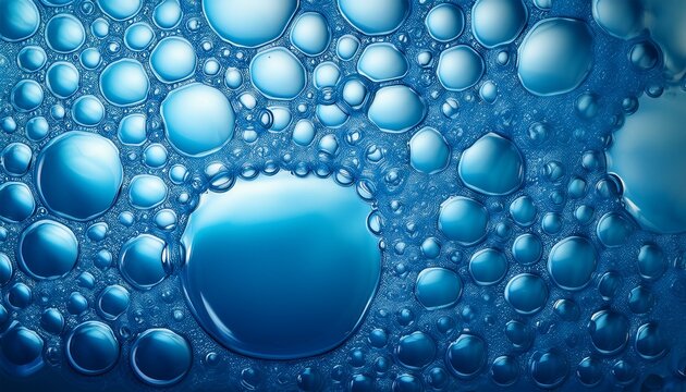 Abstract Background Of Soap Bubbles On Blue Background