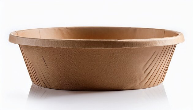 Disposable Kraft Paper Bowl Isolated On White Background