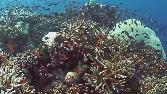 Dive into a breathtaking underwater world filled with lively coral formations, schools of fish, and diverse marine creatures. Experience nature's beauty in these stunning ocean depths.