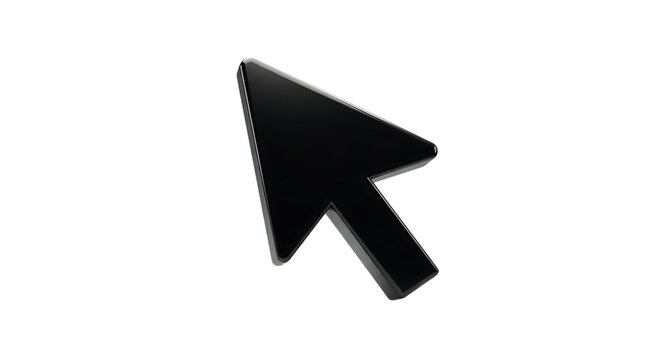 3d icon of black computer mouse cursor isolated on transparent background
