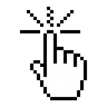 Hand Click Cursor Pixel Art Solid Icon, Filled Mouse Pointer Click Symbol