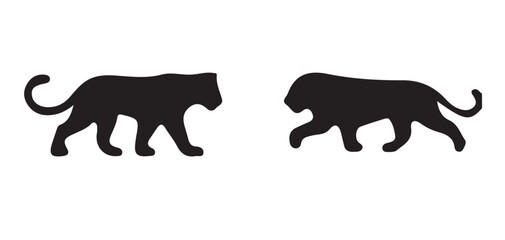  Panther or leopard silhouettes set walking isolated on white background vector illustration eps 10 © REKHA