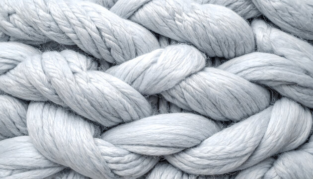 Macro texture of chunky cable knit showing twist of each strand with quiet nordic mood generative AI